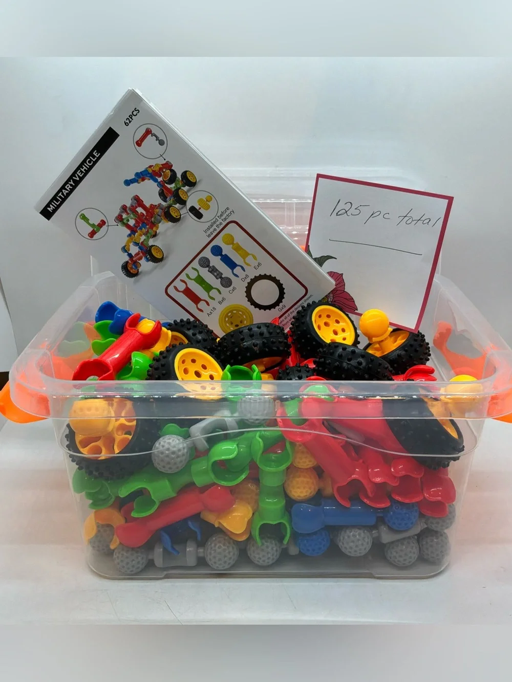 125PCS Stem Building Toys for 3-8 Year Old Unisex- in Carrying Container&Booklet